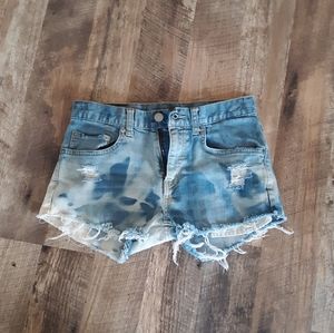 Levi's Custom Distressed Cut Off Denim Jeans
